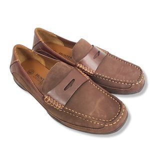 Hunters Bay Genuine Brown Suede Leather Loafers Boating Shoes Mens 6.5